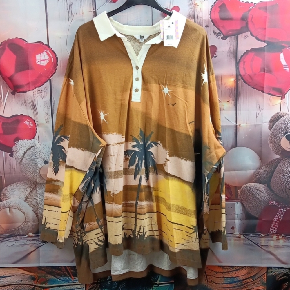 NWT Ascot And Hart Women's 3X Printed Desert Scene Shirt